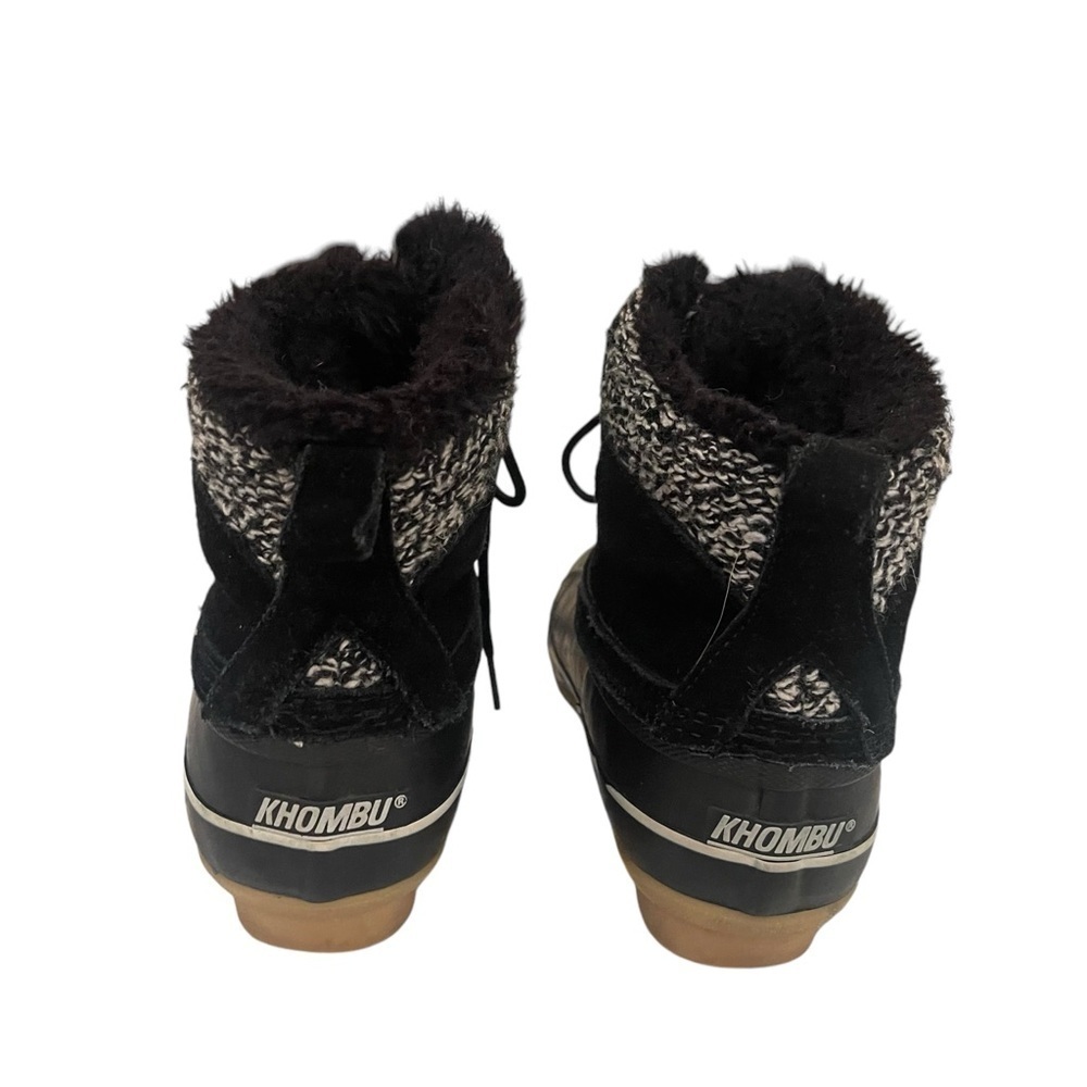 Khombu Waterproof Duck Boot With Knit Cuff and Faux Fur Lining Sz 6 Black/White - Picture 9 of 12